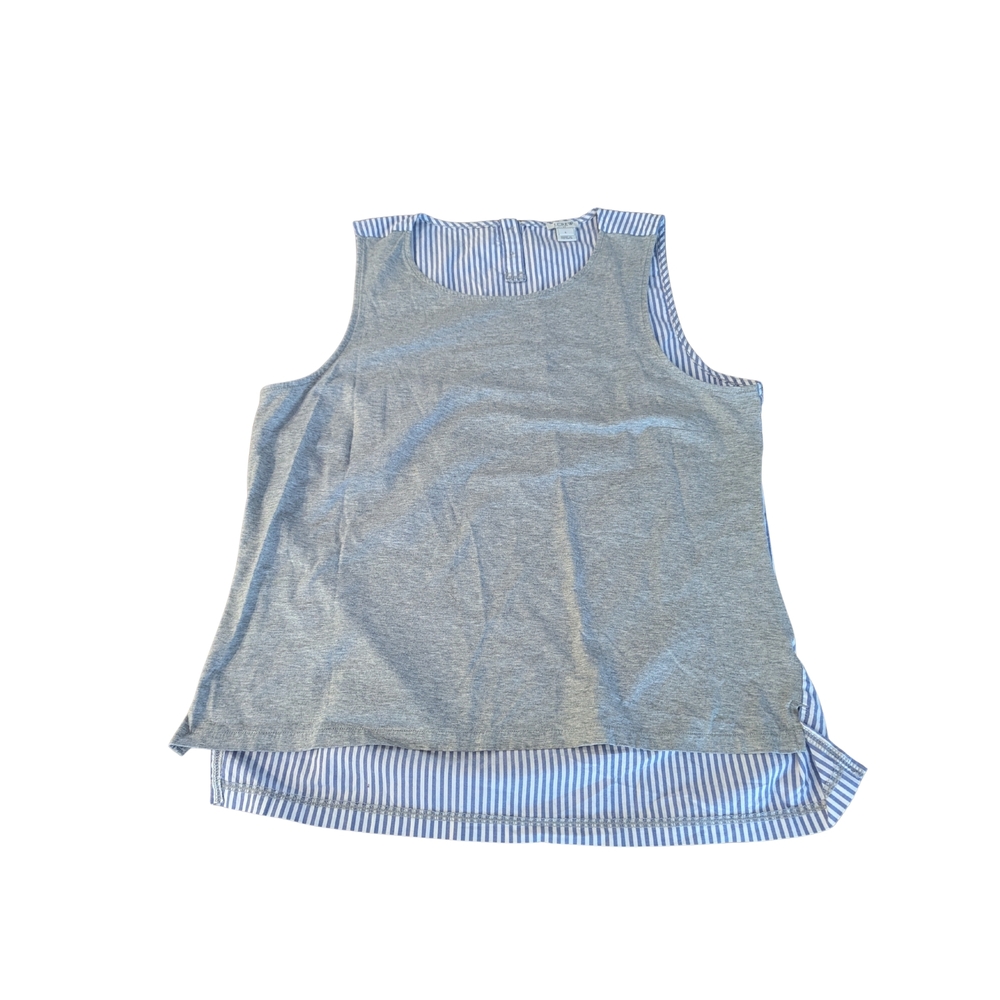 EUC j crew womens large contrast sleeveless tank top seersucker striped